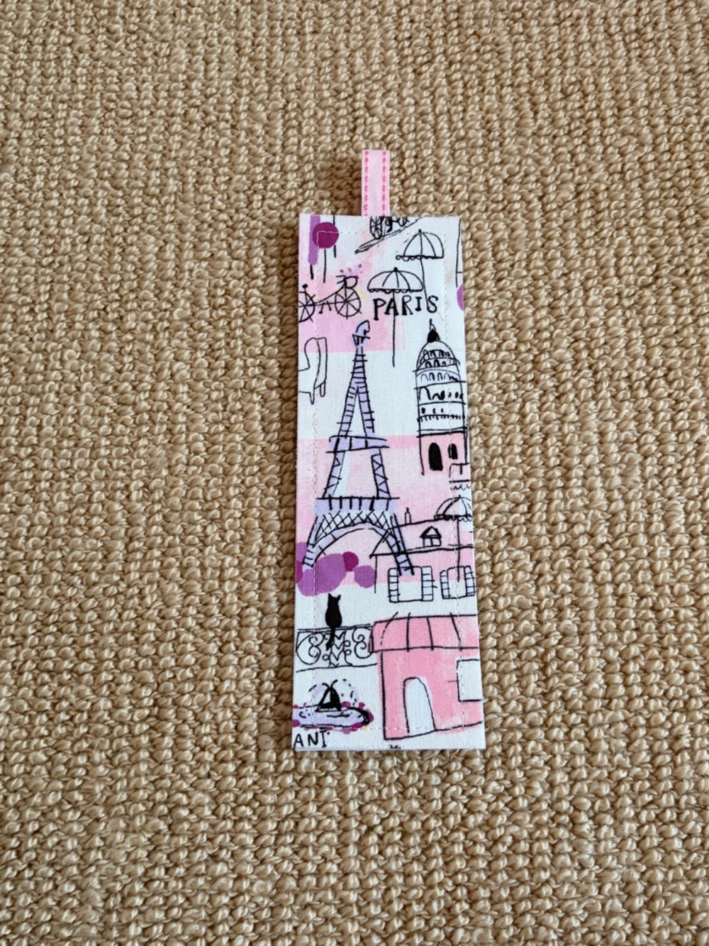 Paris Eiffel Tower Themed Fabric Bookmark